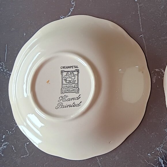 Rare Vintage Set of 3 Grindley Creampetal Hand Painted Fruit Dessert Bowls MCM - Picture 4 of 7